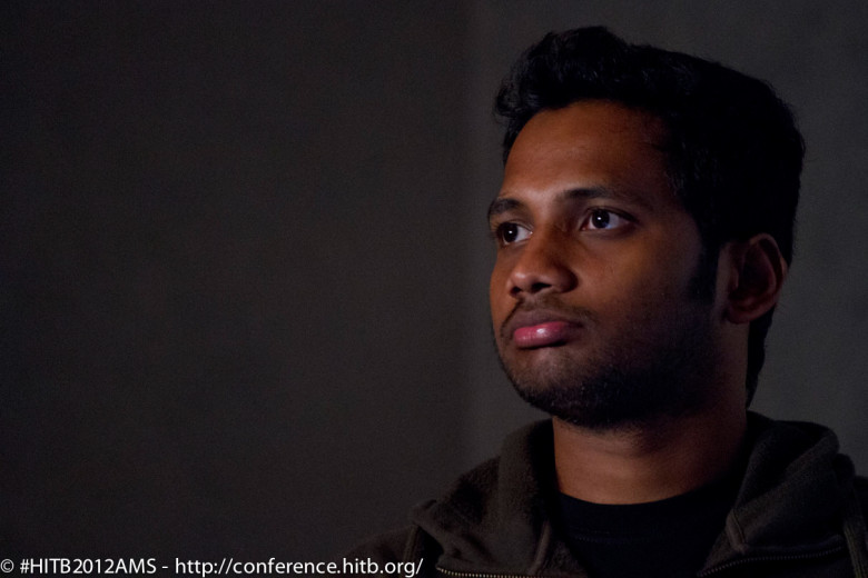 http://photos.hackinthebox.org/index.php/2012-AMS-KUL/HITB2012AMS/CONFERENCE-DAY-1-AND-DAY-2/A-close-up-of-Rahul-Sasi-during-his-talk