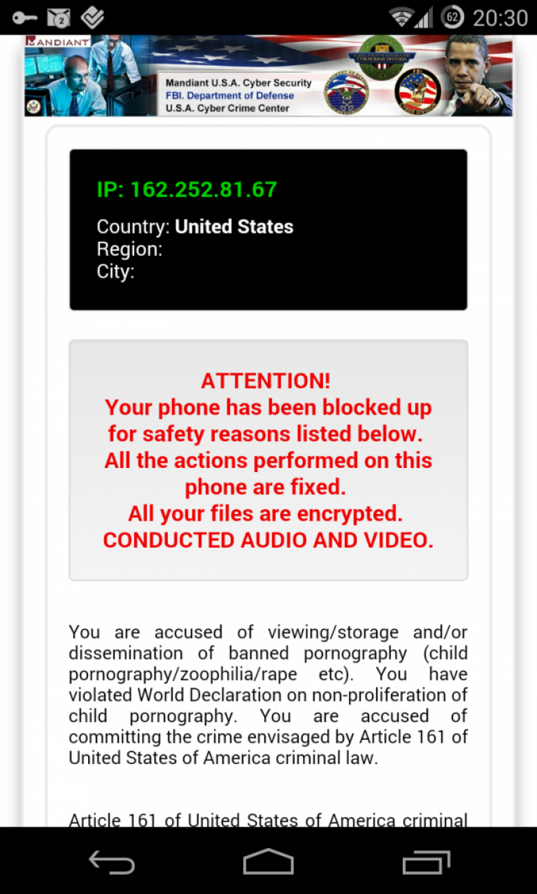 Porn Decloration - Your Android phone viewed illegal porn. To unlock it, pay a $300 fine |  HITBSecNews